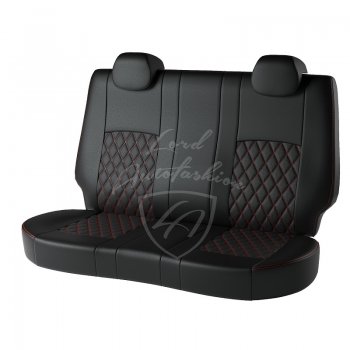 9 449 р. Чехлы для сидений Lord Autofashion Турин Ромб (экокожа) Opel Astra H универсал (2004-2007) (Черный, вставка черная, строчка красная)  с доставкой в г. Кемерово. Увеличить фотографию 2