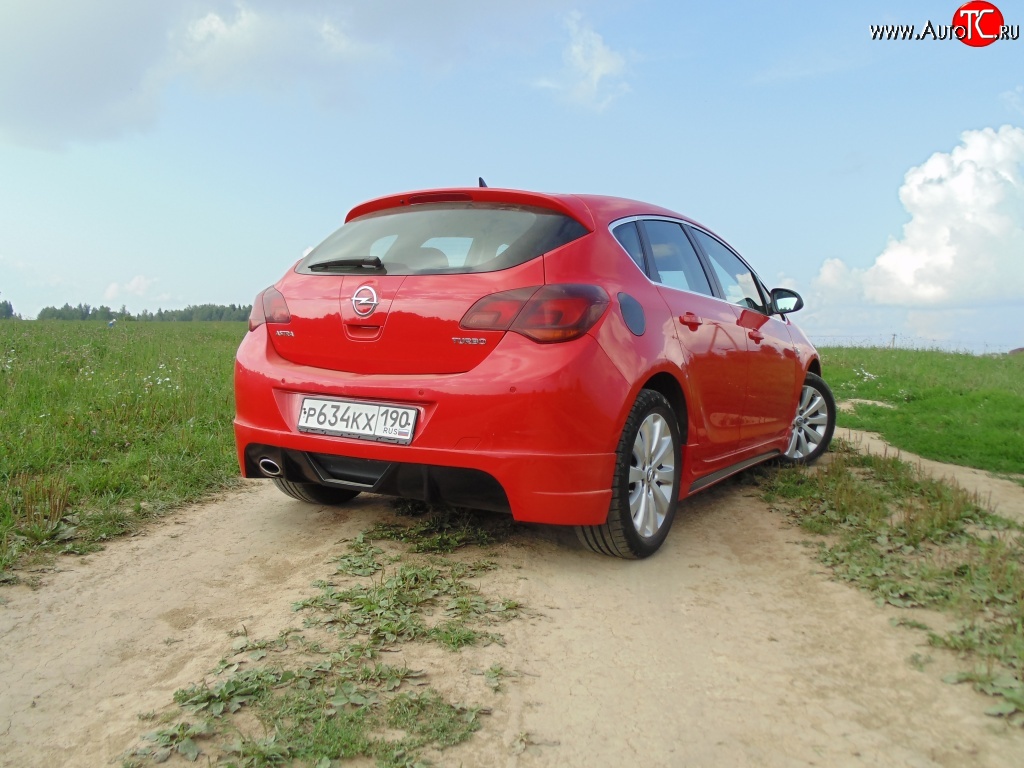 3 899 р. Накладка Sport на задний бампер Opel Astra J хэтчбек 5 дв. дорестайлинг (2009-2012) (Неокрашенная)  с доставкой в г. Кемерово