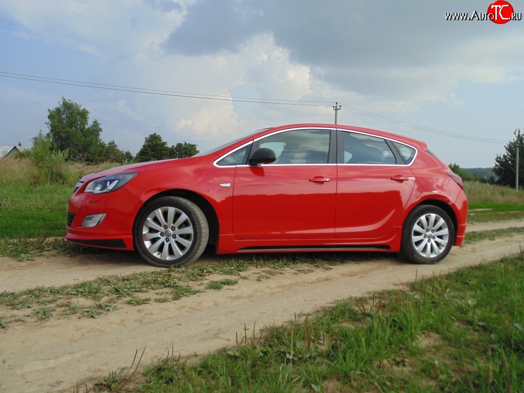 5 249 р. Пороги накладки Sport Opel Astra J хэтчбек 5 дв. дорестайлинг (2009-2012) (Неокрашенные)  с доставкой в г. Кемерово