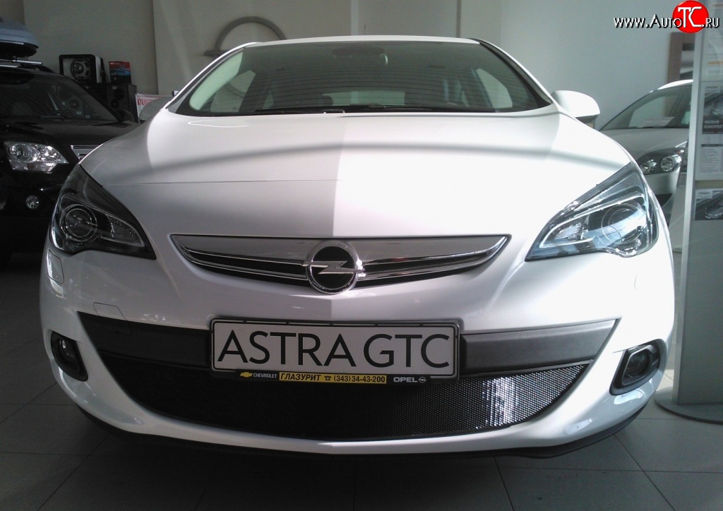1 469 р. Сетка на бампер GTC Russtal (черная) Opel Astra J хэтчбек 5 дв. дорестайлинг (2009-2012)  с доставкой в г. Кемерово