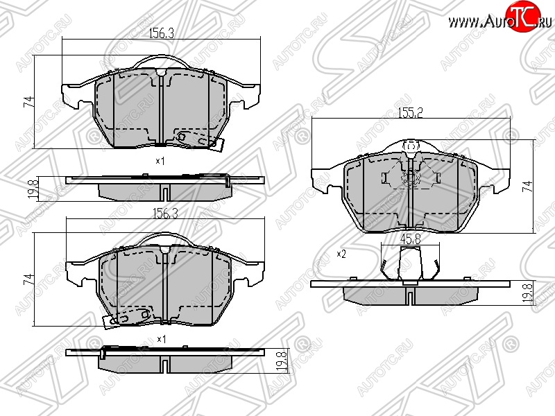 1 029 р. Колодки тормозные SAT (передние)  Opel Astra ( G,  H,  H GTC,  J) - Zafira  В  с доставкой в г. Кемерово