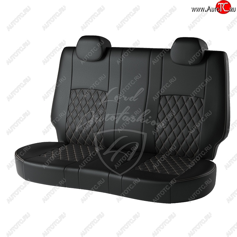 7 199 р. Чехлы для сидений Lord Autofashion Турин Ромб (экокожа)  Opel Corsa  D (2006-2014)   дорестайлинг, хэтчбэк 5 дв., 1-ый рестайлинг, хэтчбэк 5 дв.,  2-ой рестайлинг, хэтчбэк 5 дв. (Черный, вставка черная, строчка бежевая)  с доставкой в г. Кемерово