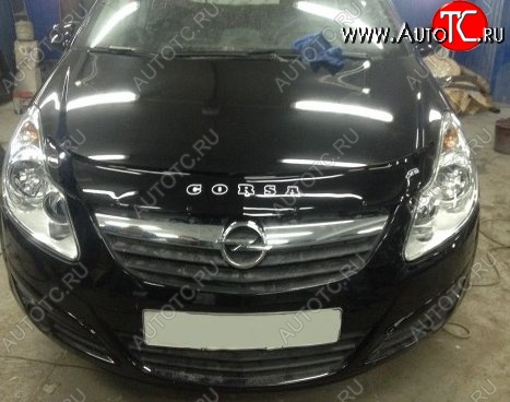 999 р. Дефлектор капота Russtal Opel Corsa D дорестайлинг, хэтчбэк 3 дв. (2006-2010)  с доставкой в г. Кемерово