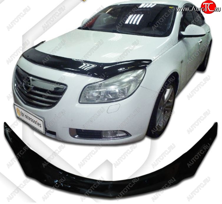3 699 р. Дефлектор капота CA-Plastic Opel Insignia A дорестайлинг седан (2008-2013) (Classic черный, Без надписи)  с доставкой в г. Кемерово