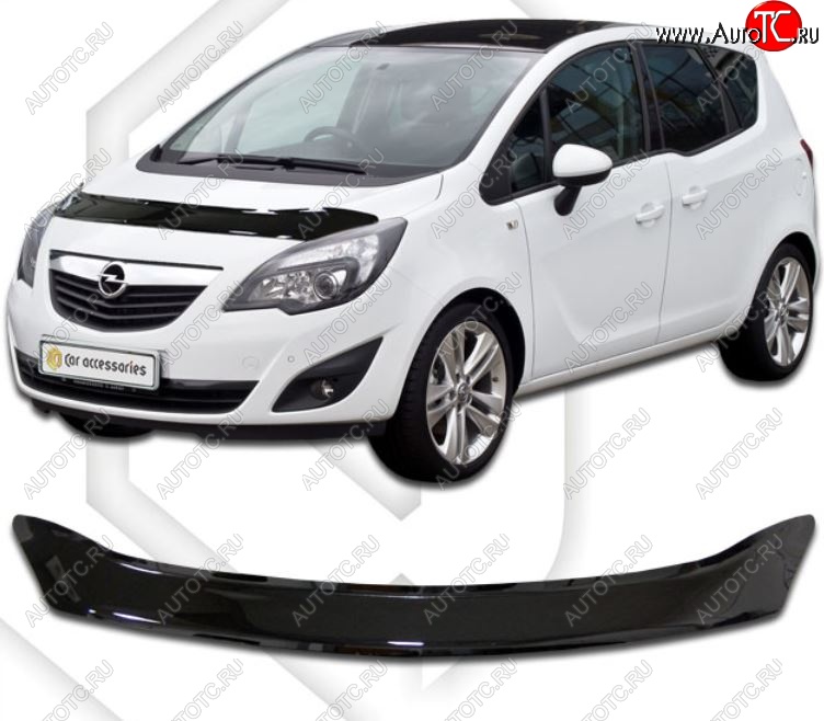 2 159 р. Дефлектор капота CA-Plastic  Opel Meriva  B (2010-2013) (Classic черный, Без надписи)  с доставкой в г. Кемерово