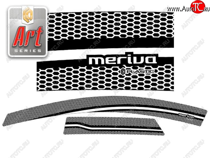 2 559 р. Дефлектора окон CA-Plastic  Opel Meriva  B (2010-2013) (Серия Art белая, Без хром.молдинга)  с доставкой в г. Кемерово