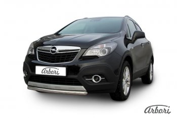 11 159 р. Защита переднего бампера Arbori (короткая, нержавейка, 1 труба d57 mm). Opel Mokka  дорестайлинг (2012-2016)  с доставкой в г. Кемерово. Увеличить фотографию 2