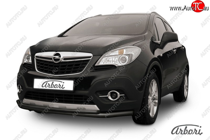 7 559 р. Защита переднего бампера Arbori (черная, 2 трубы d57 и 42 mm) Opel Mokka  дорестайлинг (2012-2016)  с доставкой в г. Кемерово