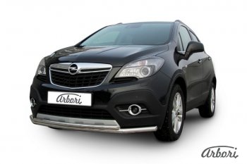 14 363 р. Защита переднего бампера Arbori (нержавейка, 2 трубы d57 и 42 mm) Opel Mokka  дорестайлинг (2012-2016)  с доставкой в г. Кемерово. Увеличить фотографию 2