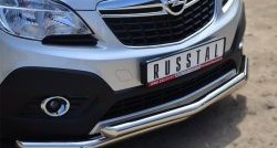 17 999 р. Защита переднего бампера (2 трубыØ63 мм, нержавейка) SLITKOFF Opel Mokka  дорестайлинг (2012-2016)  с доставкой в г. Кемерово. Увеличить фотографию 2