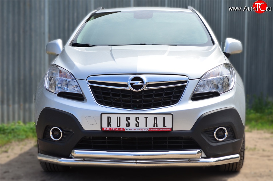 17 999 р. Защита переднего бампера (2 трубыØ63 мм, нержавейка) SLITKOFF Opel Mokka  дорестайлинг (2012-2016)  с доставкой в г. Кемерово