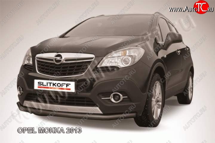 8 599 р. защита переднего бампера Slitkoff Opel Mokka  дорестайлинг (2012-2016) (Цвет: серебристый)  с доставкой в г. Кемерово