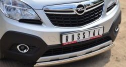 11 599 р. Защита переднего бампера (Ø75х42 мм, нержавейка) Russtal Opel Mokka  дорестайлинг (2012-2016)  с доставкой в г. Кемерово. Увеличить фотографию 2