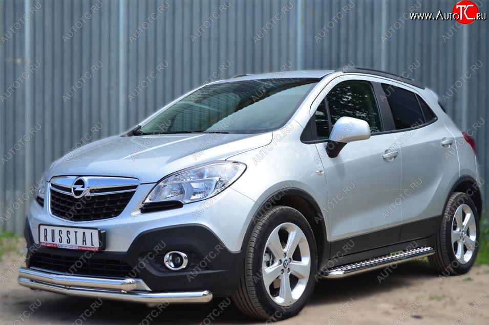 35 549 р. Защита порогов из круглой трубы диаметром 42 мм SLITKOFF v3 Opel Mokka  дорестайлинг (2012-2016)  с доставкой в г. Кемерово