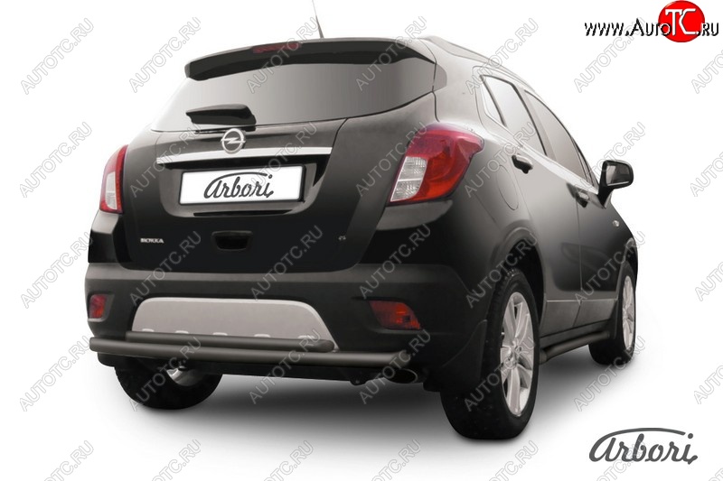 6 749 р. Защита заднего бампера Arbori (черная, 2 трубы d57 и 42 mm). Opel Mokka  дорестайлинг (2012-2016)  с доставкой в г. Кемерово