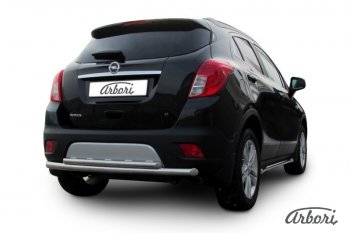 12 869 р. Защита заднего бампера Arbori (нержавейка, 2 трубы d57 и 42 mm). Opel Mokka  дорестайлинг (2012-2016)  с доставкой в г. Кемерово. Увеличить фотографию 2