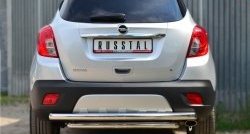 Защита заднего бампера (2 трубы Ø63 мм, нержавейка) SLITKOFF Opel Mokka (2012-2016)  дорестайлинг