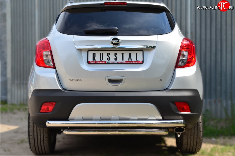 17 499 р. Защита заднего бампера (2 трубы Ø63 мм, нержавейка) SLITKOFF  Opel Mokka (2012-2016)  дорестайлинг  с доставкой в г. Кемерово