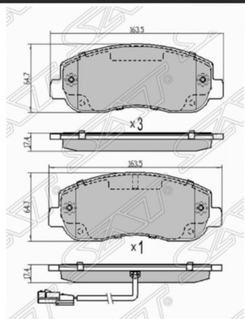 Комплект передних тормозных колодок SAT Opel Movano B (2010-2025)