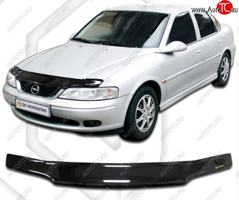 2 099 р. Дефлектор капота CA-Plastic Opel Vectra B седан дорестайлинг (1995-1999) (Classic черный, Без надписи)  с доставкой в г. Кемерово