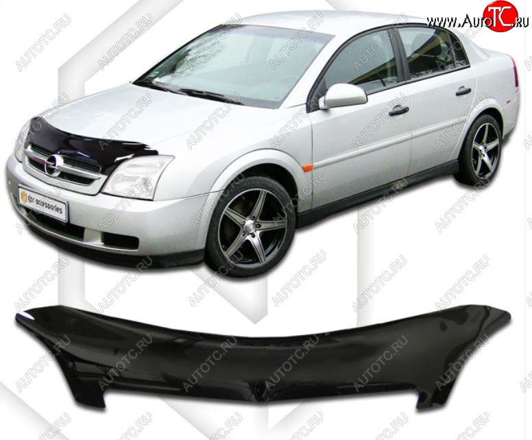 2 969 р. Дефлектор капота CA-Plastic Opel Vectra C универсал дорестайлинг (2002-2005) (Classic черный, Без надписи)  с доставкой в г. Кемерово