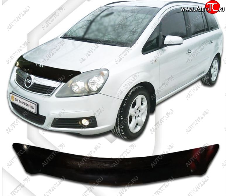 1 899 р. Дефлектор капота CA-Plastic Opel Zafira В рестайлинг (2007-2015) (Classic черный, Без надписи)  с доставкой в г. Кемерово