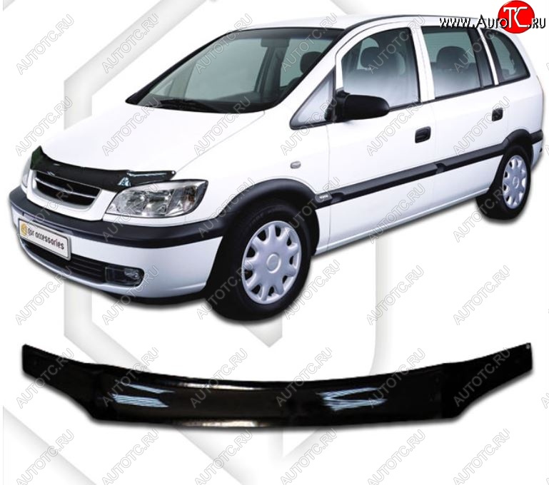 2 799 р. Дефлектор капота CA-Plastic Opel Zafira A (1999-2006) (Classic черный, Без надписи)  с доставкой в г. Кемерово