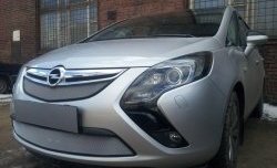 1 539 р. Сетка в решетку радиатора Russtal Opel Zafira С дорестайлинг (2011-2016) (хром)  с доставкой в г. Кемерово. Увеличить фотографию 4