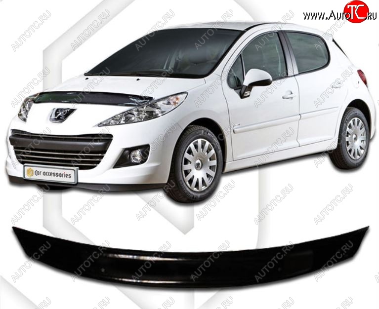 2 699 р. Дефлектор капота CA-Plastic Peugeot 207 WC хэтчбэк 5 дв. дорестайлинг (2006-2009) (Classic черный, Без надписи)  с доставкой в г. Кемерово