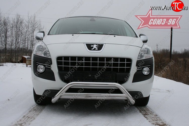 13 319 р. Защита переднего бампера Souz-96 (d60/42) Peugeot 3008 дорестайлинг (2009-2013)  с доставкой в г. Кемерово
