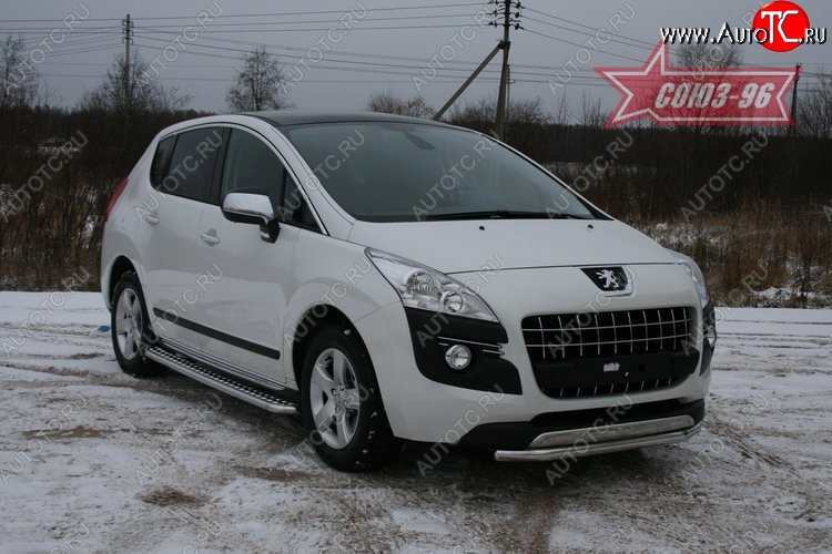 14 309 р. Одинарная защита переднего бампера диаметром трубы 60 мм Souz-96 Peugeot 3008 дорестайлинг (2009-2013)  с доставкой в г. Кемерово
