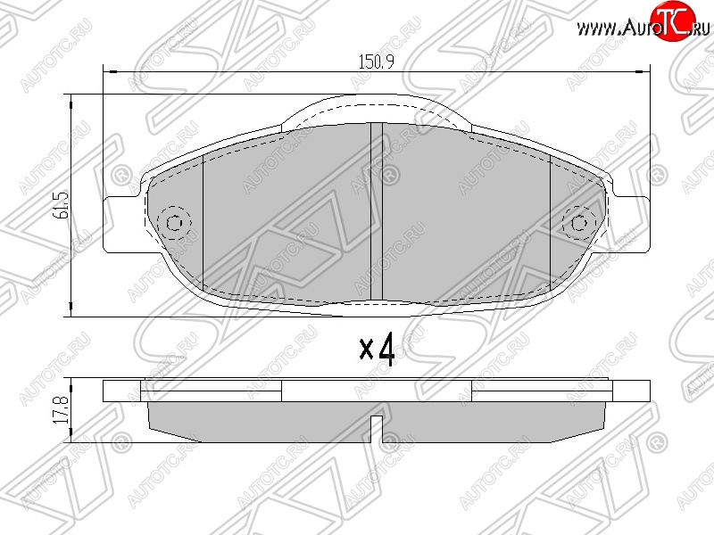 1 089 р. Колодки тормозные SAT (передние) Peugeot 308 T7 универсал дорестайлинг (2007-2011)  с доставкой в г. Кемерово