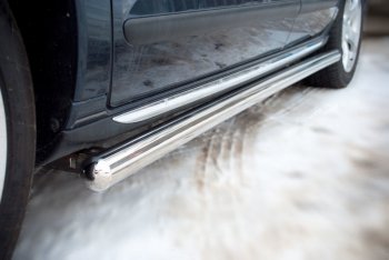 19 999 р. Защита порогов из круглой трубы диаметром 63 мм SLITKOFF v3  Peugeot 3008 (2009-2013) дорестайлинг  с доставкой в г. Кемерово. Увеличить фотографию 2