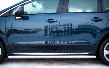 Защита порогов из круглой трубы диаметром 63 мм SLITKOFF v3 Peugeot 3008 (2009-2013) дорестайлинг