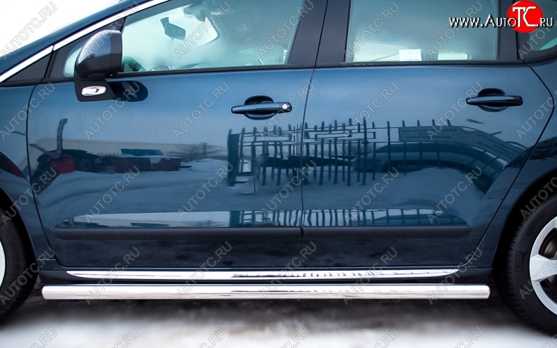 19 999 р. Защита порогов из круглой трубы диаметром 63 мм SLITKOFF v3  Peugeot 3008 (2009-2013) дорестайлинг  с доставкой в г. Кемерово