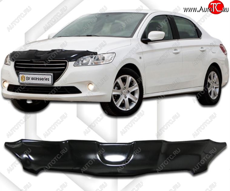 2 159 р. Дефлектор капота CA-Plastic  Peugeot 301 (2012-2017) (Classic черный, Без надписи)  с доставкой в г. Кемерово