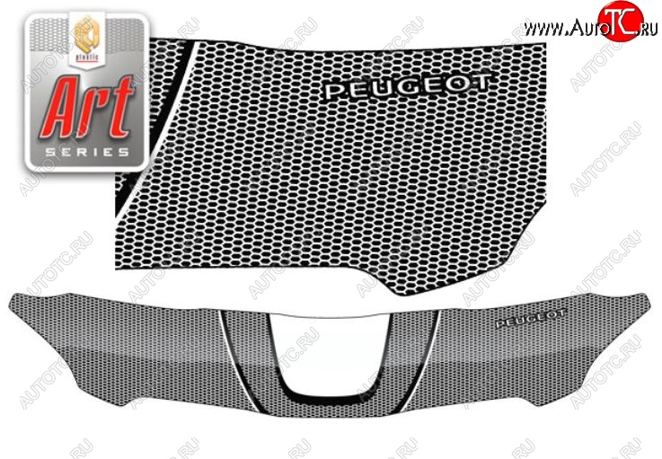 2 559 р. Дефлектор капота CA-Plastiс  Peugeot 301 (2012-2017) (Серия Art белая)  с доставкой в г. Кемерово