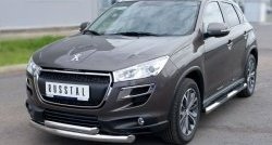 20 399 р. Защита переднего бампера (2 трубыØ76 и 63 мм, нержавейка) SLITKOFF  Peugeot 4008 (2012-2017)  с доставкой в г. Кемерово. Увеличить фотографию 4