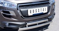 16 849 р. Защита переднего бампера (2 трубыØ75х42 мм, нержавейка) Russtal Peugeot 4008 (2012-2017)  с доставкой в г. Кемерово. Увеличить фотографию 2