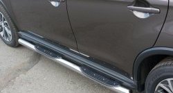 83 999 р. Защита порогов с пластиковыми вставками для ног из круглой трубы диаметром 76 мм Russtal Peugeot 4008 (2012-2017) (Защита порогов с со скосами на торцах (вариант 1))  с доставкой в г. Кемерово. Увеличить фотографию 4