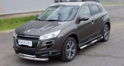 83 999 р. Защита порогов с пластиковыми вставками для ног из круглой трубы диаметром 76 мм Russtal Peugeot 4008 (2012-2017) (Защита порогов с со скосами на торцах (вариант 1))  с доставкой в г. Кемерово. Увеличить фотографию 11