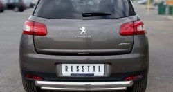 Защита заднего бампера (Ø76 и 42 мм, нержавейка) SLITKOFF Peugeot 4008 (2012-2017) (с короткой нижней трубой)