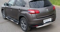 12 799 р. Защита заднего бампера (Ø76 и 42 мм, нержавейка) SLITKOFF  Peugeot 4008 (2012-2017) (с короткой верхней трубой)  с доставкой в г. Кемерово. Увеличить фотографию 4