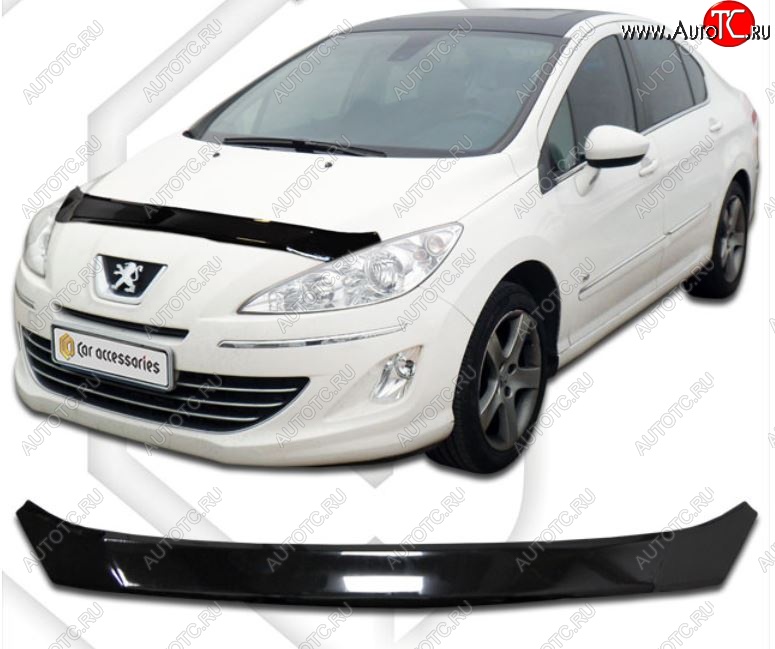 2 699 р. Дефлектор капота CA-Plastic  Peugeot 408 (2010-2017)  дорестайлинг (Classic черный, Без надписи)  с доставкой в г. Кемерово