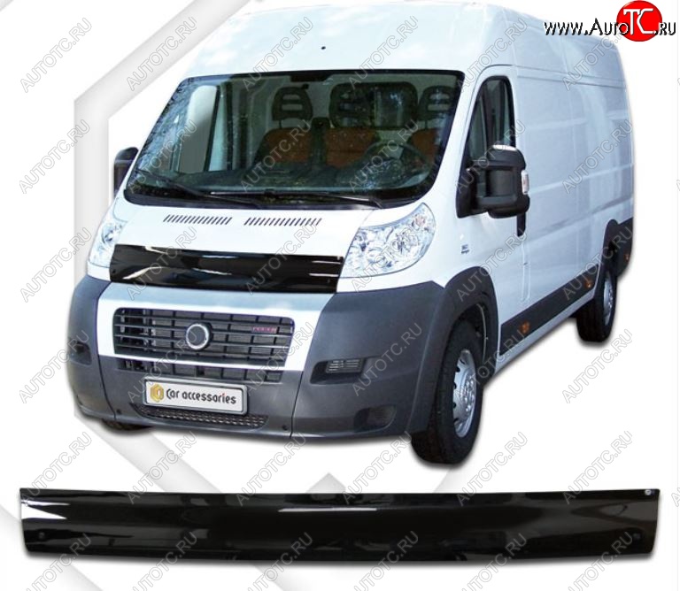 2 699 р. Дефлектор капота CA-Plastic Peugeot Boxer 250 (2006-2014) (Classic черный, Без надписи)  с доставкой в г. Кемерово