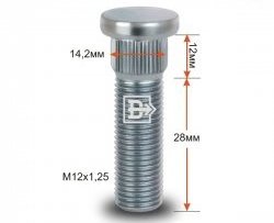 188 р. Забивная шпилька 28 мм ступицы Вектор M12x1.25x28 Nissan 350Z (2002-2008). Увеличить фотографию 1