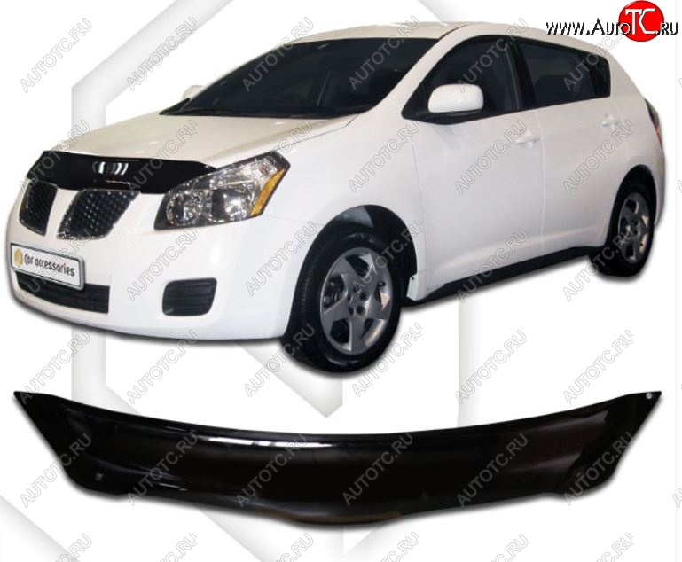2 159 р. Дефлектор капота CA-Plastic  Pontiac Vibe  AZE (2008-2010) (Classic черный, Без надписи)  с доставкой в г. Кемерово