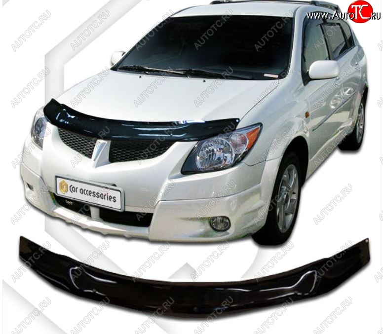 2 699 р. Дефлектор капота CA-Plastic Pontiac Vibe ZZE рестайлинг (2004-2008) (серия Classic черный, Без надписи)  с доставкой в г. Кемерово
