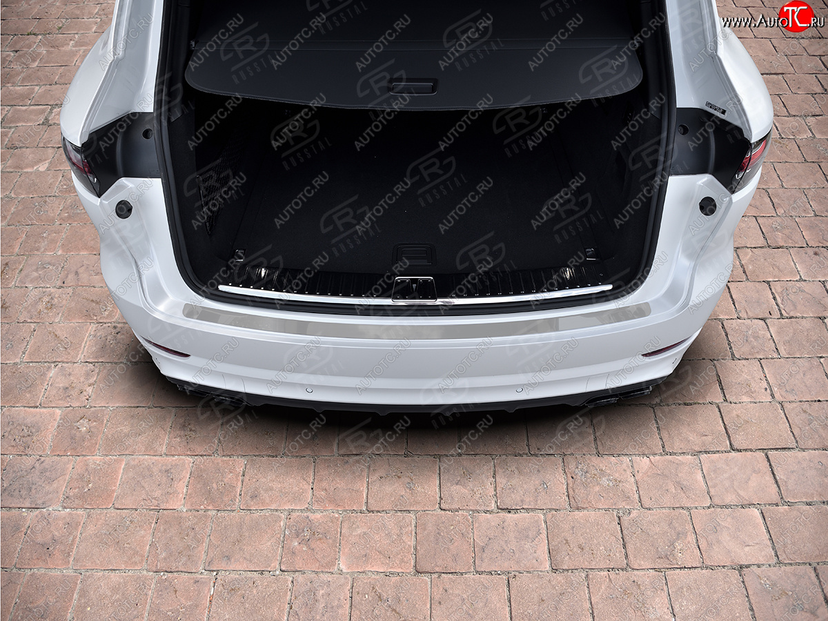 2 899 р. Защитная накладка заднего бампера на Russtal Porsche Cayenne PO536 (2018-2025) (Нержавейка полированная)  с доставкой в г. Кемерово