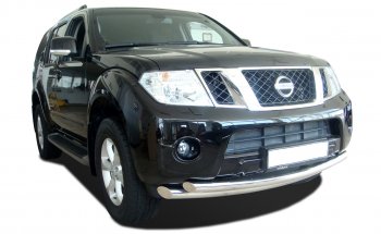 Двойная защита переднего бампера из труб диаметрами по 63 мм Petroil Tuning Nissan Pathfinder  R51 (2004-2007) дорестайлинг
